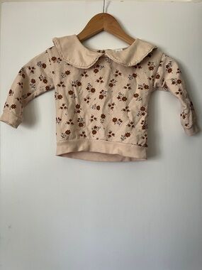 Girls Pink Floral Collar Sweatshirt